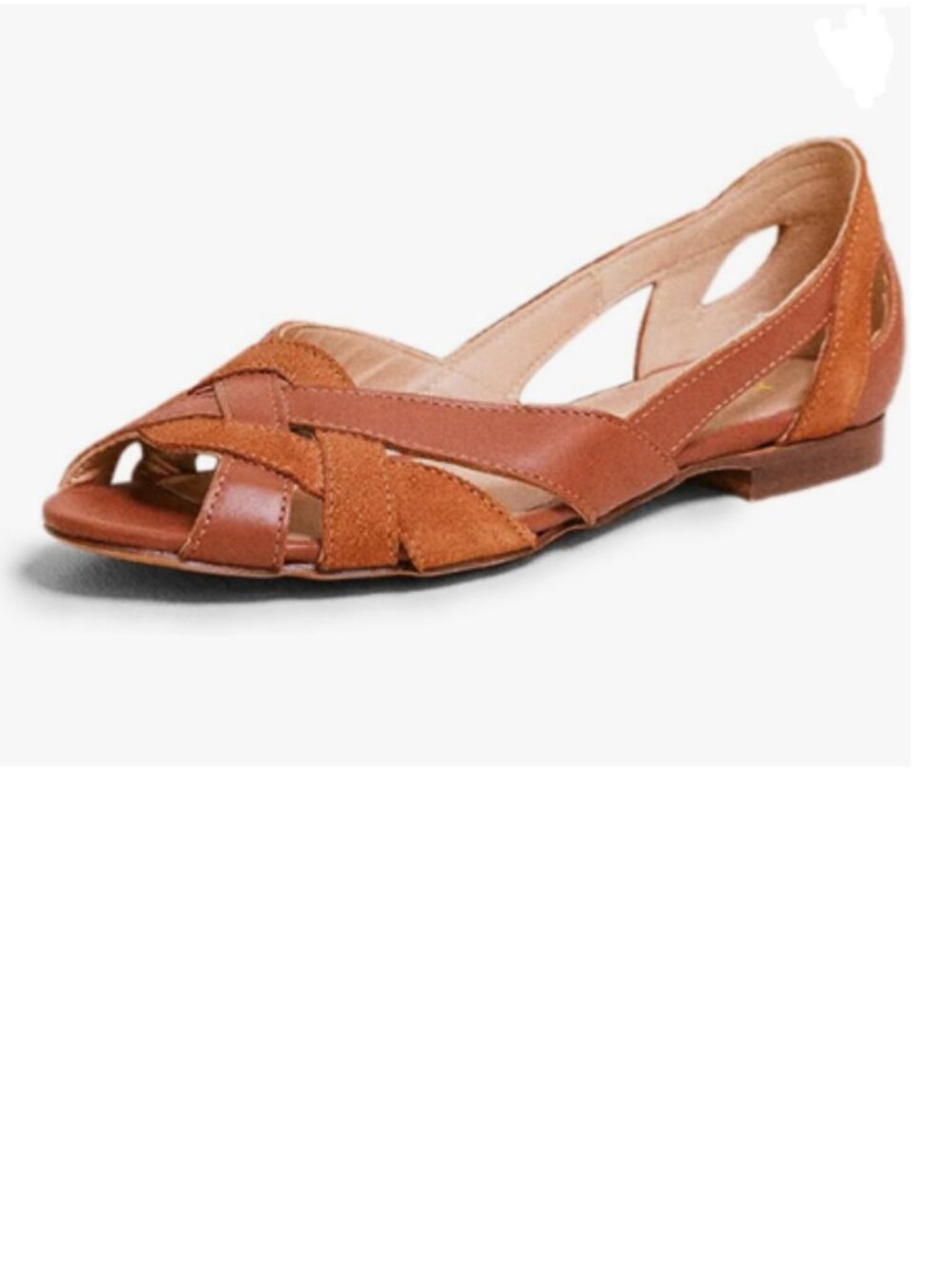YDN Brown Braid Pumps Cutout Sandals Slip On Flats Peep Toe Party Dressy Prom